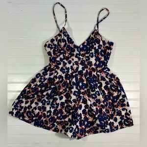 Oxford Circus Romper Womens Size Small Red White Blue Animal Print